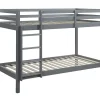 Vente-unique Lits superposés ANICET II - 2 x 90 x 190cm - Pin Massif - Gris + matelas Discount
