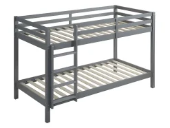 Vente-unique Lits superposés ANICET II - 2 x 90 x 190cm - Pin Massif - Gris + matelas Discount