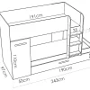 Vente-unique Lits superposés avec tiroir lit gigogne et rangements 3 x 90 x 190 cm - Blanc et rose + matelas - ANTHONY Best