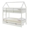 Vente-unique Lits superposés cabane 2 x 90 x 190 cm - 2 tiroirs - Pin - Blanc - CHORI Discount