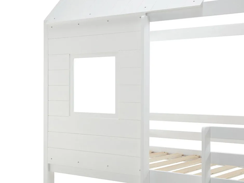 Enfant Vente-unique Lits superposés cabane 2 x 90 x 190 cm - Pin et MDF - Blanc + Matelas - LIDOVARA
