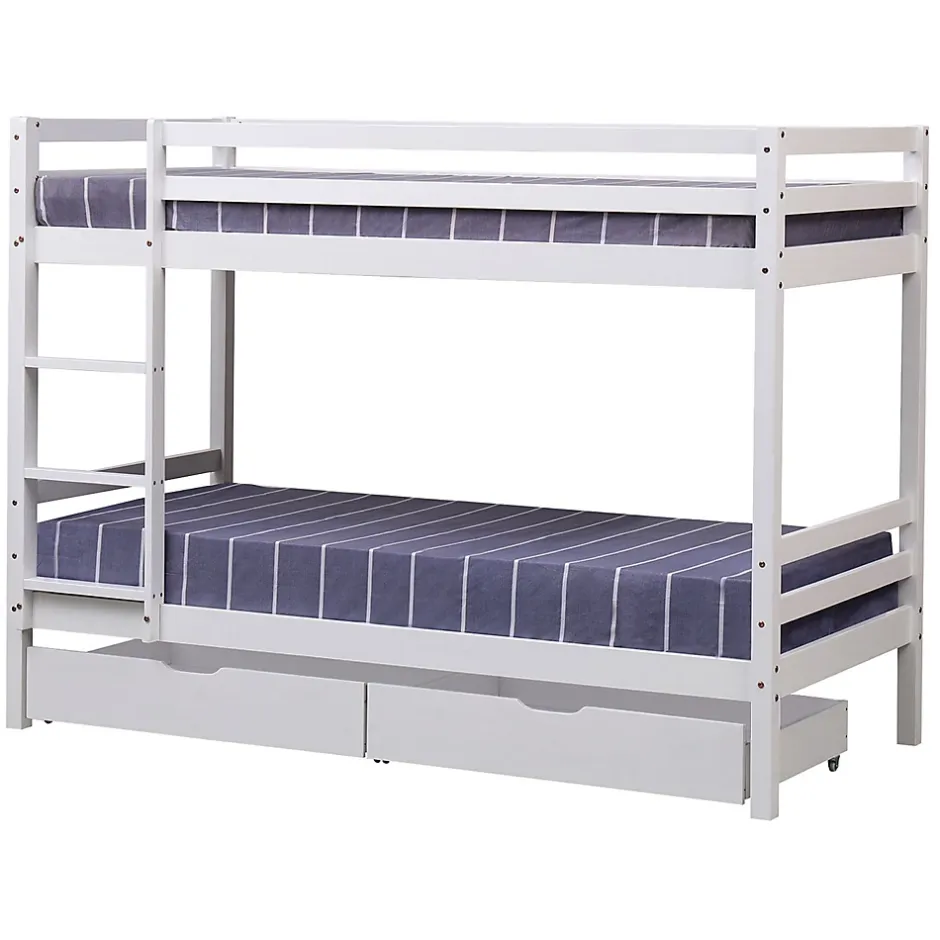 Happy Garden Lits superposés pour enfants 190x90cm blanc avec tiroirs AMBRE - Clearance