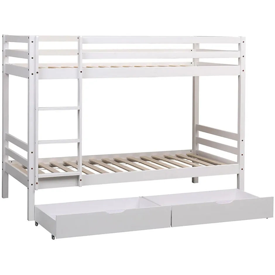 Happy Garden Lits superposés pour enfants 190x90cm blanc avec tiroirs AMBRE - Clearance