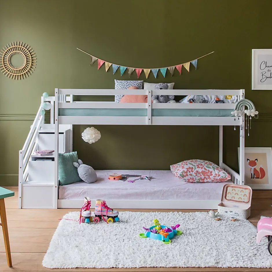 Happy Garden Lits superposés pour enfants 190x90cm blanc CELESTINE -