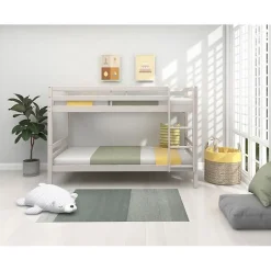 Generic Lits superposés séparables enfant - 2x90x200 cm - Pin massif gris clair - Sommier inclus - ANDO