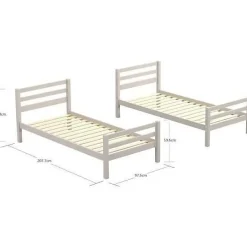 Generic Lits superposés séparables enfant - 2x90x200 cm - Pin massif gris clair - Sommier inclus - ANDO