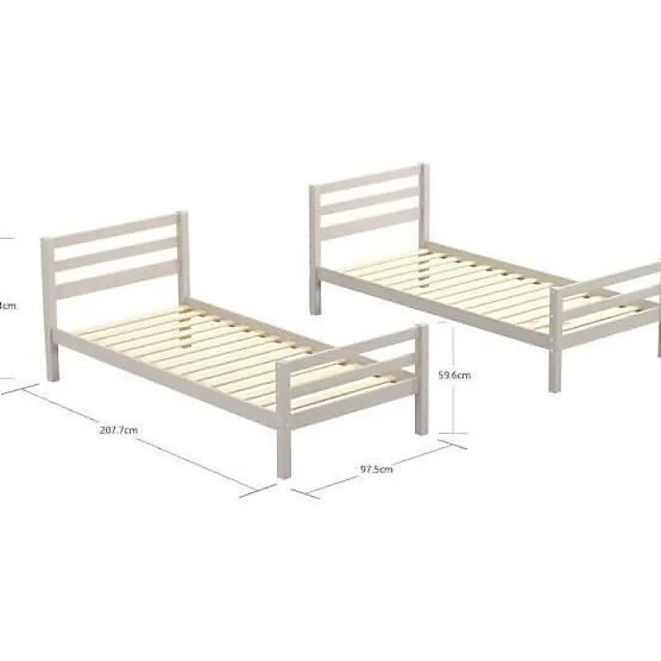 Generic Lits superposés séparables enfant - 2x90x200 cm - Pin massif gris clair - Sommier inclus - ANDO