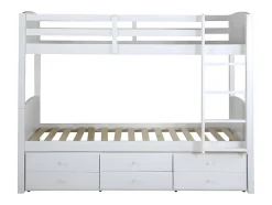 Vente-unique Lits superposés séparables ANCHISE II - 2 x 90 x 190 cm - Avec rangements - Pin blanc New