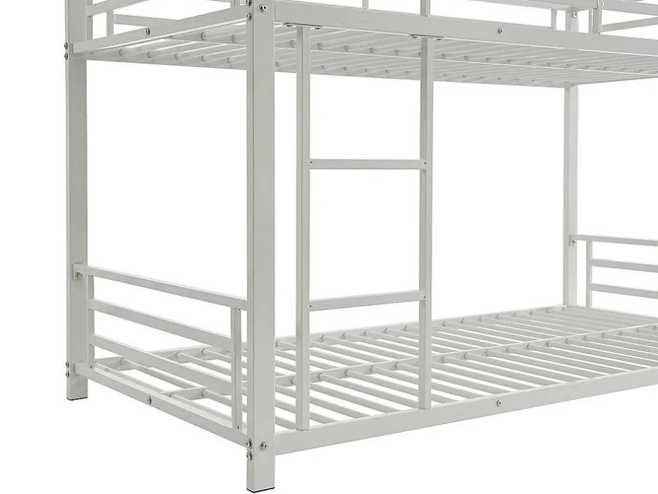Enfant Vente-unique Lits superposés triple 3 x 90 x 190 cm - Métal - Blanc + Matelas - ELOUAN III