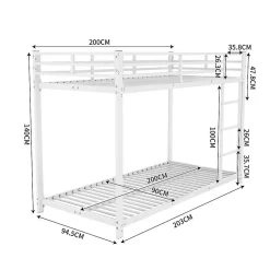 Enfant Blackcolors Lits Superposés 90x200cm Fer Blanc
