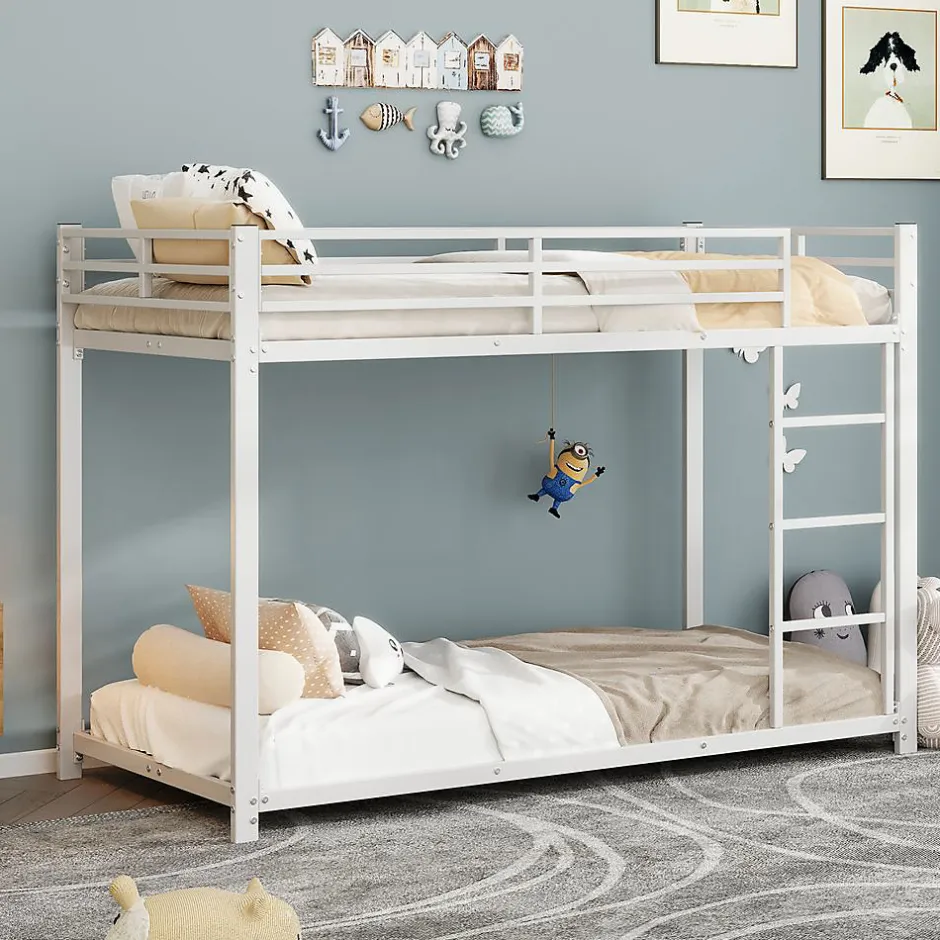 Enfant Blackcolors Lits Superposés 90x200cm Fer Blanc