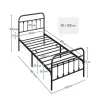 Nature Pro Lot 2 Cadres de Lit Simple 90x200cm Métal Noir + Sommiers à Lattes Design Moderne Chambre New