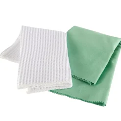 GoodHome Lot 2 chiffons de nettoyage pour vitres microfibre blanc L.32 x l.32cm