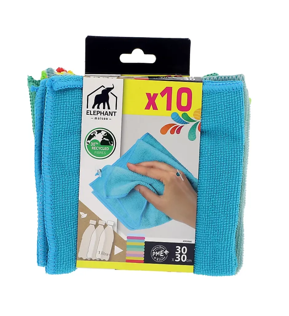 Elephant Lot 10 lavettes microfibre multicouleur Online