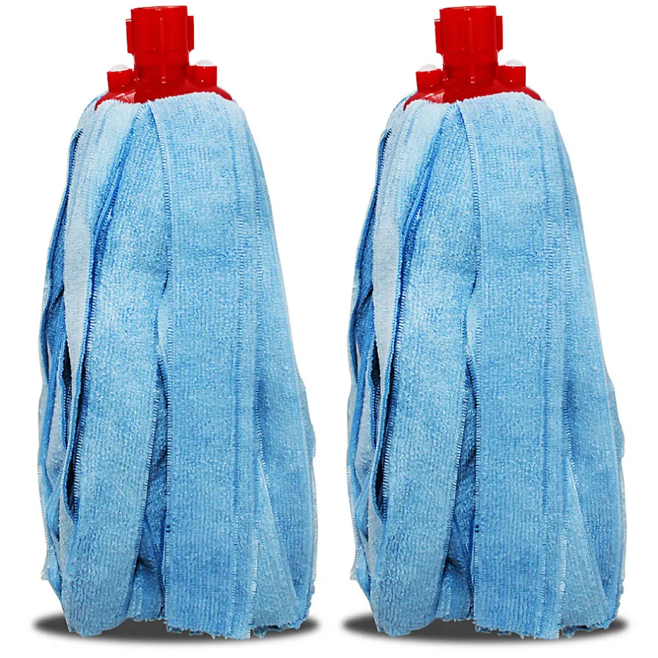 Juanio Lot 2 mop, serpillère à frange pour balai, recharge vadrouille, tête de rechange, de balai en microfibre super absorbante- H 30 cm