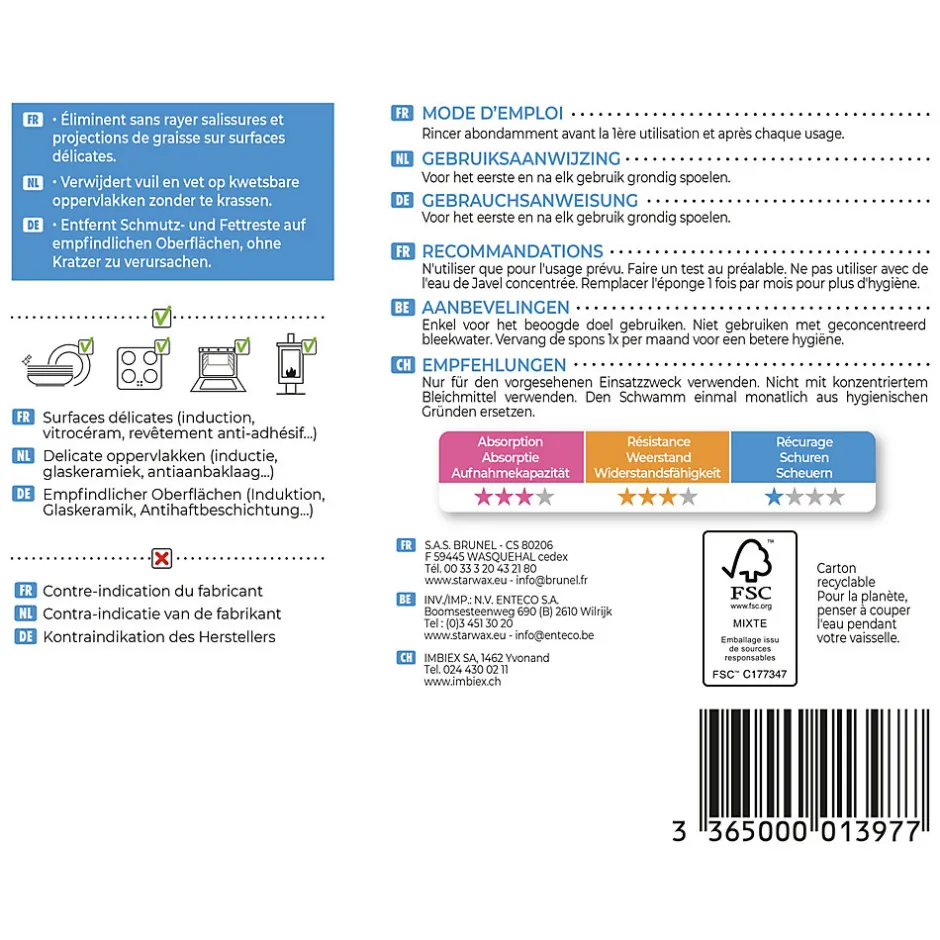 Lot 2 éponges non rayante Starwax L.13,5 x l.11,5 cm Sale