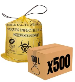 Pro Et Discount Lot 500 Sacs DASRI Jaune pour déchets à risques infectieux 15L 20L 100L Litres Taille - 100L-DASRI
