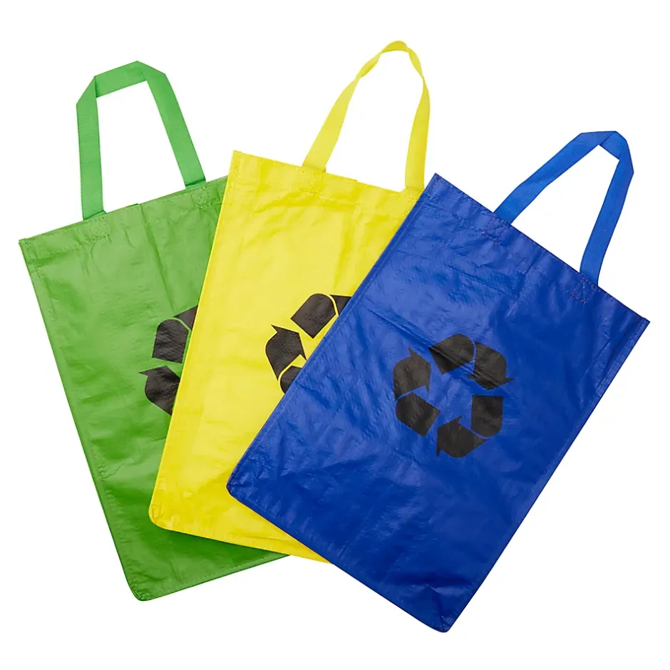 Lot 3 sacs de recyclage ménagers l.31 x H.44 cm bleu, vert et jaune Best