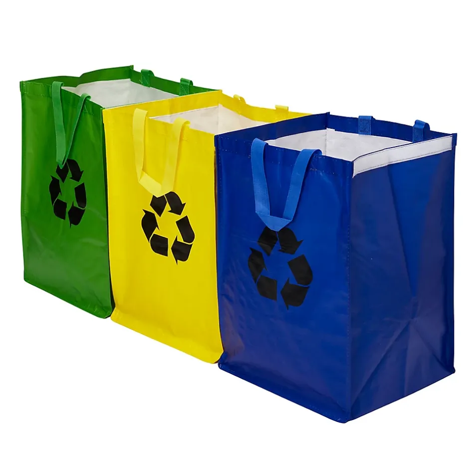 Lot 3 sacs de recyclage ménagers l.31 x H.44 cm bleu, vert et jaune Best