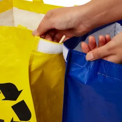 Lot 3 sacs de recyclage ménagers l.31 x H.44 cm bleu, vert et jaune Best