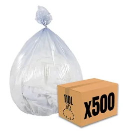 Pro Et Discount Lot 500 sacs poubelle à déchet Rouleaux de 20L 30L 50L 100L 110L 130L Litres Taille - 110L-TRANSP