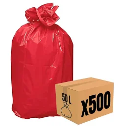 Pro Et Discount Lot 500 sacs poubelle à déchet Rouleaux de 20L 30L 50L 100L 110L 130L Litres Taille - 50L-ROUGE