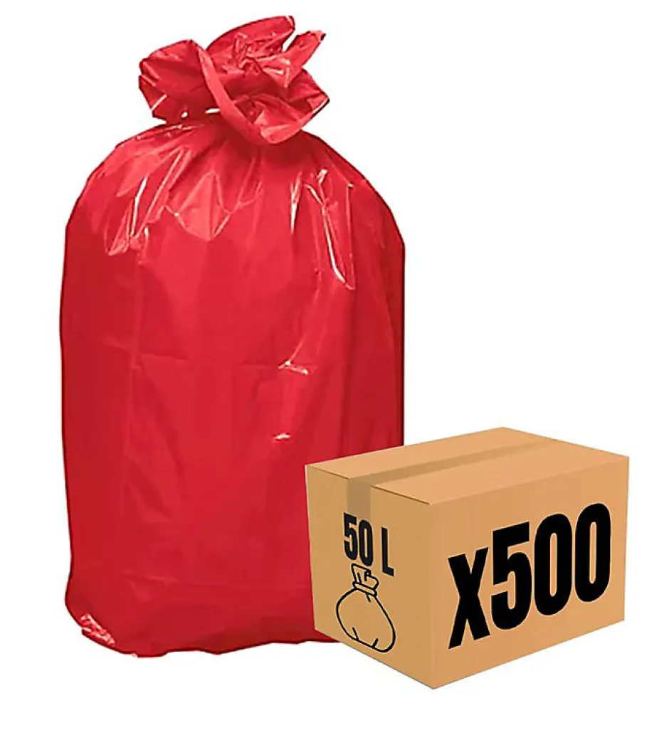 Pro Et Discount Lot 500 sacs poubelle à déchet Rouleaux de 20L 30L 50L 100L 110L 130L Litres Taille - 50L-ROUGE