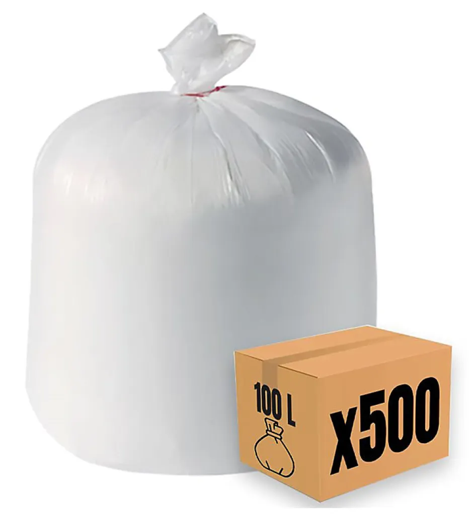 Pro Et Discount Lot 500 sacs poubelle à déchet Rouleaux de 20L 30L 50L 100L 110L 130L Litres Taille - 100L-BLANC