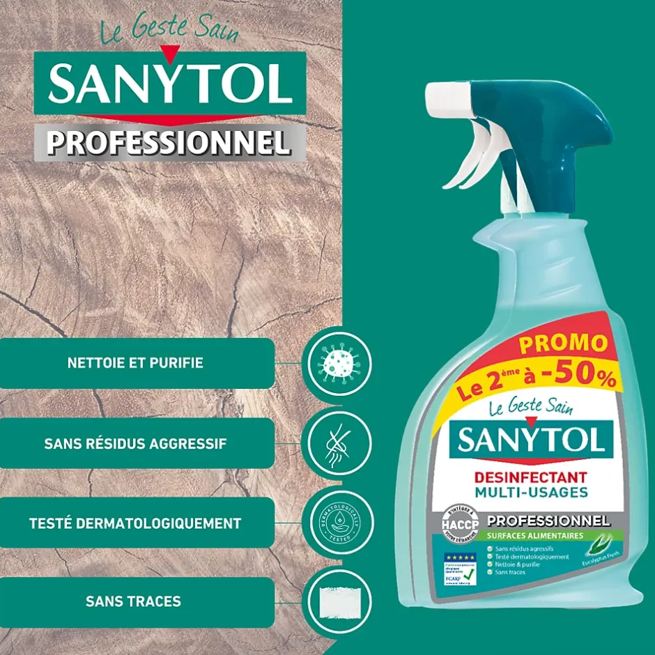 Sanytol Lot 2 sprays désinfectants multi-usages 750ml Sale