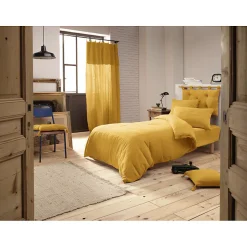 Meubletmoi Lot 2 taies d'oreillers 60x60 cm double gaze de coton jaune - PEPA 1