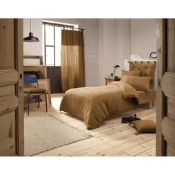 Meubletmoi Lot 2 taies d'oreillers 60x60 cm double gaze de coton camel - PEPA 1 Best