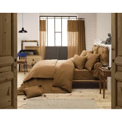 Meubletmoi Lot 2 taies d'oreillers 60x60 cm double gaze de coton camel - PEPA 1 Best
