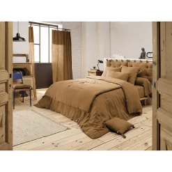 Meubletmoi Lot 2 taies d'oreillers 50x70 cm double gaze de coton camel - PEPA 2 Sale
