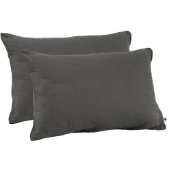 Meubletmoi Lot 2 taies d'oreillers 50x70 cm double gaze de coton gris - PEPA 2 Online