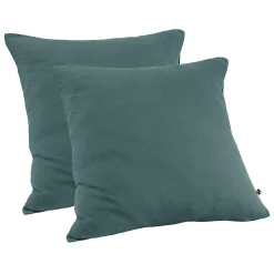 Meubletmoi Lot 2 taies oreillers 60x60 double gaze de coton bleu canard - PEPA 1
