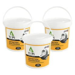 Ti'Pi Lot 3 x entretien biologique pour urinoir sans eau en pot de 175 lingettes - Produit 2 en 1 - Nettoyant et détartrant