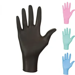 Vivezen Lot de 5 boites de 100 gants en nitrile jetables - non poudrés - Taille M - Noir -