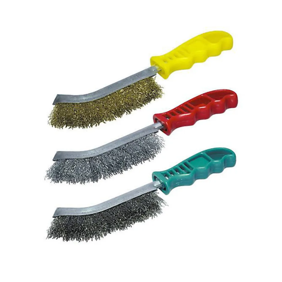 Wolfcraft Lot de 3 Brosses à Main Ergonomiques - - Fils d'acier - 125mm - Gris
