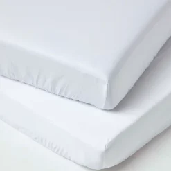 Homescapes Lot de 2 draps housse lit bébé en coton égyptien bio 400 fils blanc, 60 x 120 cm - Online