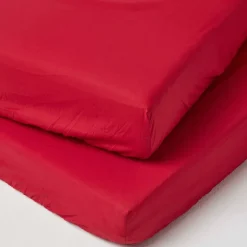 Homescapes Lot de 2 draps housse lit bébé en coton égyptien 200 fils rouge, 60 x 120 cm - Outlet