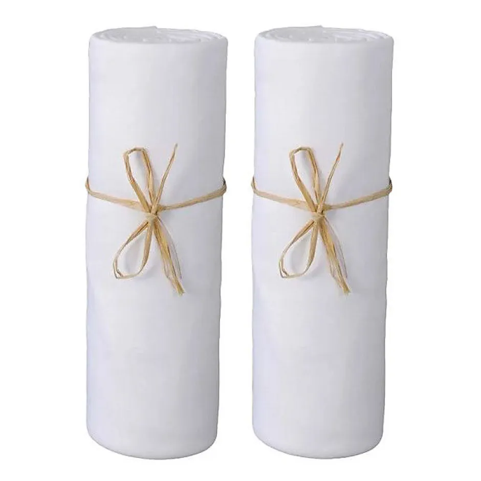 Coton Pur Lot de 2 Draps housse lit bébé 60 x 120 cm / 100% coton / 57 fils/cm² - 1 Blanc + 1 Blanc