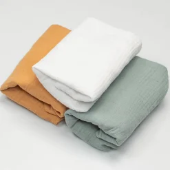 Sevira Kids Lot de 3 Draps housses couffin en gaze de coton Tendance