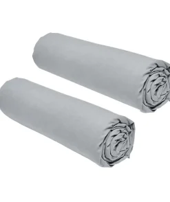 Todays Tools Lot de 2 draps housses TODAY Essential - 140 x 190 cm - 2 personnes - 100% Coton - Acier
