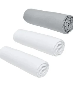 Todays Tools Lot de 3 draps housses TODAY Essential - 140 x 190 cm - 2 personnes - 100% Coton - Craie/ Acier