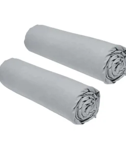 Todays Tools Lot de 2 draps housses TODAY Essential - 160 x 200 cm - 2 personnse 100% Coton - Acier