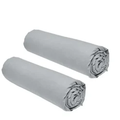 Todays Tools Lot de 2 draps housses TODAY Essential - 160 x 200 cm - 2 personnse 100% Coton - Acier