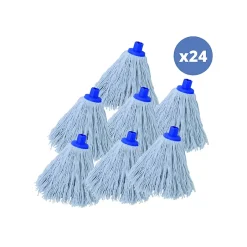 MSV Lot de 24 franges à serpillière de rechange en coton 250gr Blanc embout hexagonal