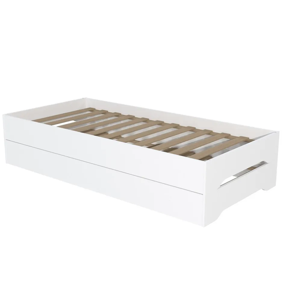 Weber Industries Lot de 2 lits empilables BINGO 90x190 + 2 sommiers / Blanc Outlet
