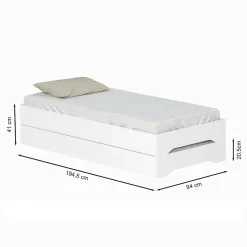 Weber Industries Lot de 2 lits empilables BINGO 90x190 + 2 sommiers / Blanc Outlet