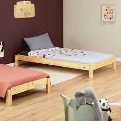 Idimex Lot de 2 lits superposables 80x190 cm RINO en pin massif, vernis naturel Hot